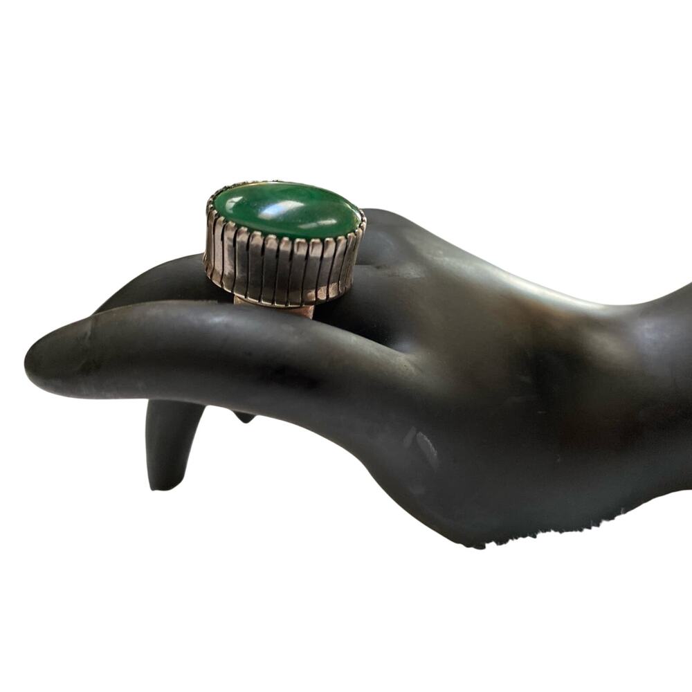 Sterling Silver Malachite signed Ring‎